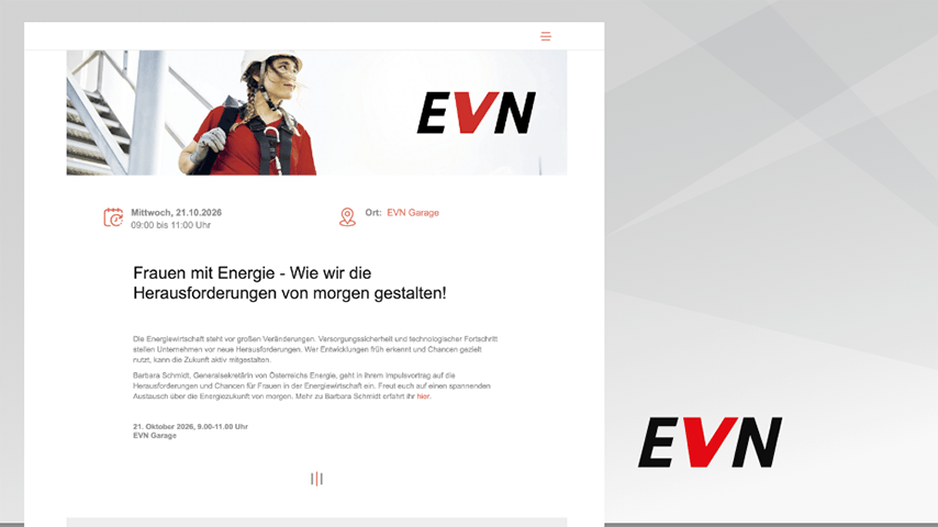 Referenz mit Darstellung einer EVN Event-Website